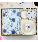 Kişiye Özel Tasarım Defter & Beyaz Metal Kutulu Mum & Fincan Hediye Seti