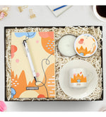 Kişiye Özel Tasarım Defter & Beyaz Metal Kutulu Mum & Fincan Hediye Seti