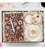 Kişiye Özel Tasarım Defter & Beyaz Metal Kutulu Mum & Fincan Hediye Seti