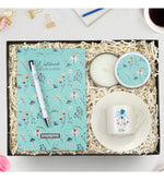 Kişiye Özel Tasarım Defter & Beyaz Metal Kutulu Mum & Fincan Hediye Seti