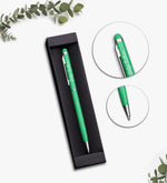 Kişiye Özel Tasarım Defter & Yeşil Touch Pen & Fincan & Tasarım Beyaz Metal Kutulu Mum