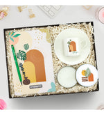 Kişiye Özel Tasarım Defter & Yeşil Touch Pen & Fincan & Tasarım Beyaz Metal Kutulu Mum