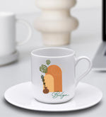 Kişiye Özel Tasarım Defter & Yeşil Touch Pen & Fincan & Tasarım Beyaz Metal Kutulu Mum