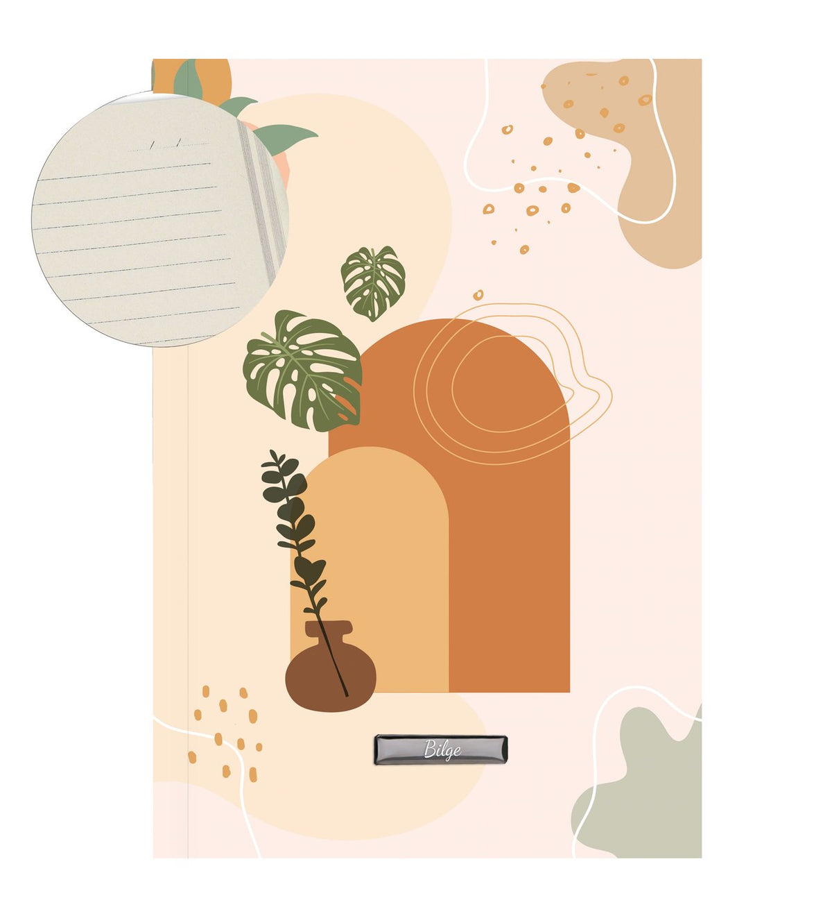 Kişiye Özel Tasarım Defter & Yeşil Touch Pen & Fincan & Tasarım Beyaz Metal Kutulu Mum