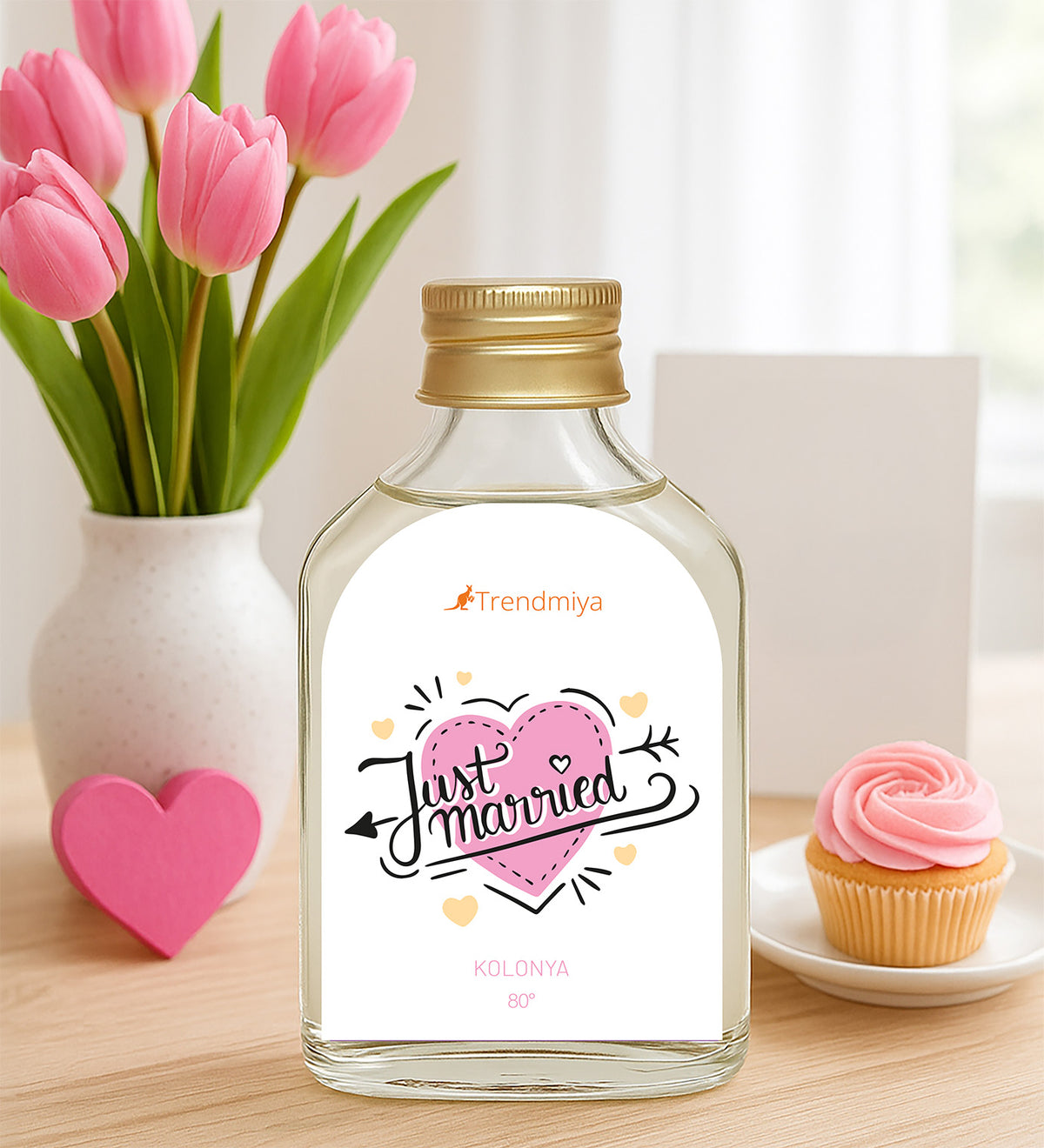 Kişiye Özel Cam Bardak & Bride Taç & Kolonya & Lotus Mum Bride Hediye Seti