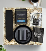 Siyah Kravat & Seramik Fincan & Selamlıque Türk Kahvesi & Kolonya Hediye Seti