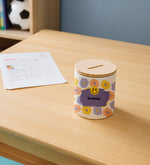 Gülen Yüz Çim Adam & Baskılı Ahşap Kapaklı Kumbara Mini Hediye