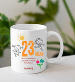 Kişiye Özel Kupa & Türk Bayrağı & Balon & Kupa & Lavi Çikolata 23 Nisan Hediye Seti