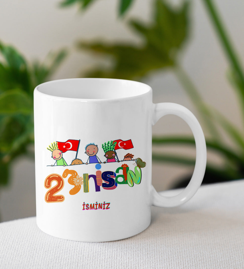 Kişiye Özel Kupa & Gofrik & Balon & İpli Türk Bayrağı 23 Nisan Hediye Seti