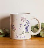 Kişiye Özel Kupa & Lavanta Desenli Tasarım Fular & Lotus Mum Hediye Seti