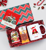 Kişiye Özel Baskılı Kupa & Tek İçimlik Sıcak Çikolata & Kar Küresi Hediye Seti