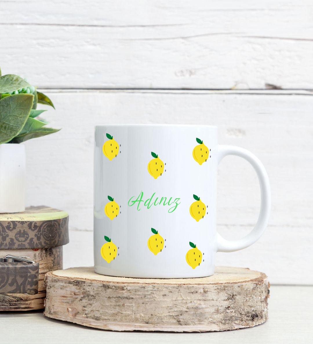 Kişiye Özel Kupa & Yeşil Çay & Bardak Altlığı & Kolonya Yaz Hediye Seti