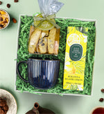 Lacivert Çizgili Kupa & Eyüp Sabri Tuncer 200ml Limon Kolonyası & Bademli Kurabiye Hediye Seti