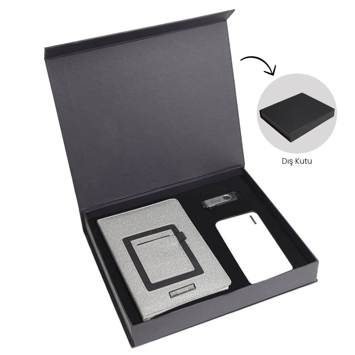 Premium Kutuda Defter & 32Gb Usb Bellek & 10000 mAh Powerbank 32110