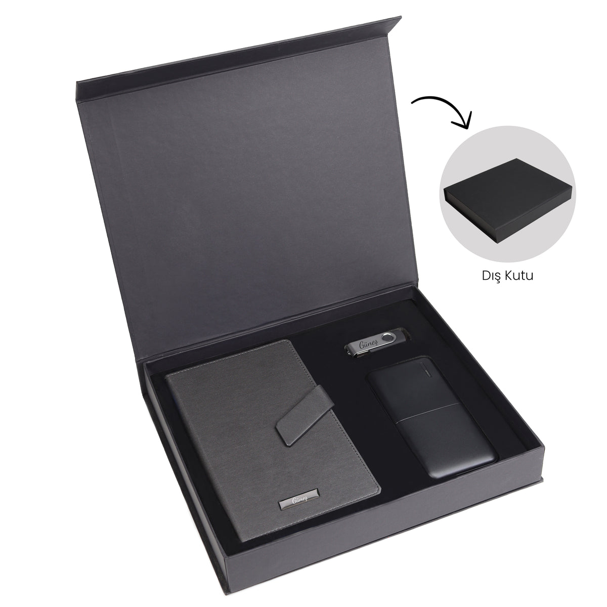 Premium Kutuda Defter & 32Gb Usb Bellek & 10000 mAh Powerbank 32110