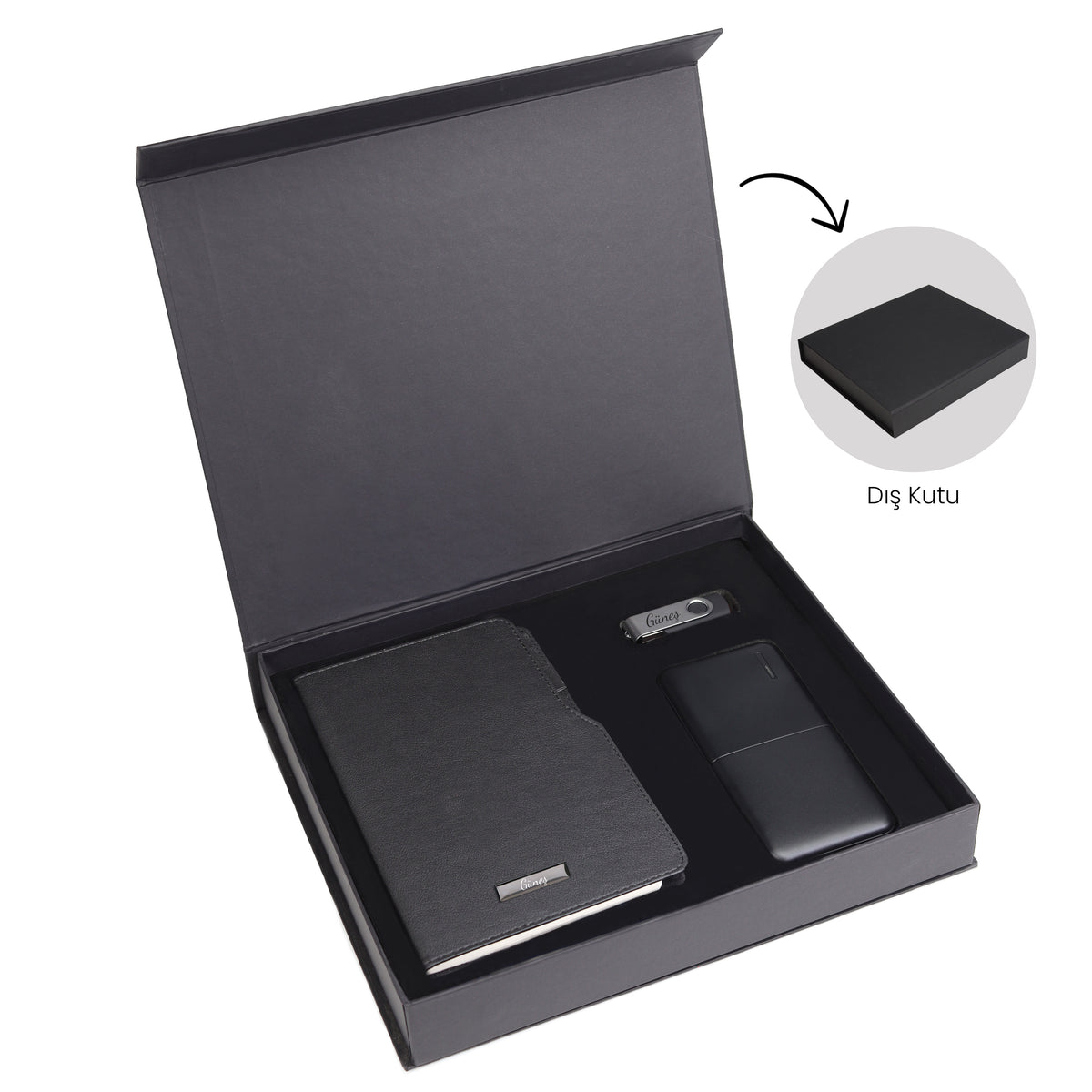 Premium Kutuda Defter & 32Gb Usb Bellek & 10000 mAh Powerbank 32110