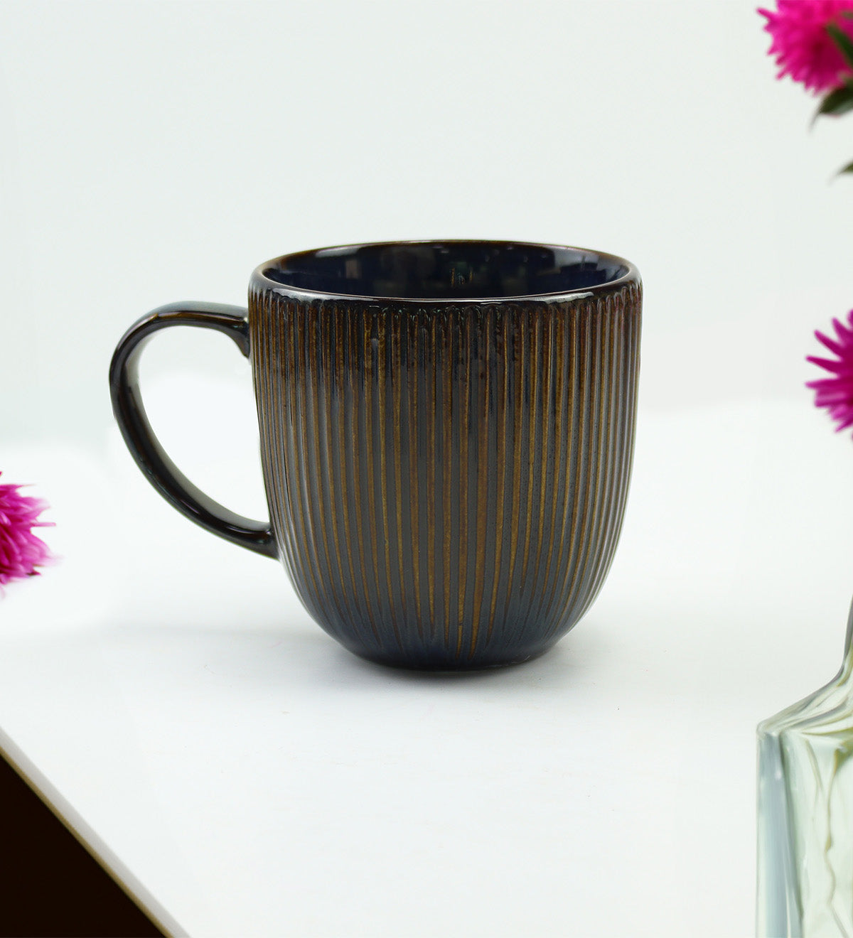 Kişiye Özel Kahverengi Defter & Metalik Gold Roller Kalem & Porselen Türk Kahvesi Fincanı & Çizgili Porselen Kupa Hediye Seti