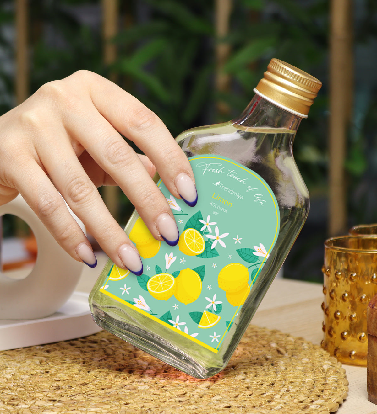 200 Ml Trendmiya Limon Kolonyası & 2'li Yeşil Çay & Porselen Kupa Hediye Seti