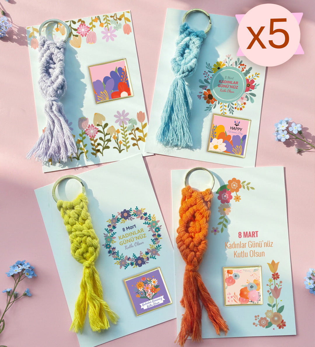 Makrome Anahtarlık Çikolata Hediye Seti