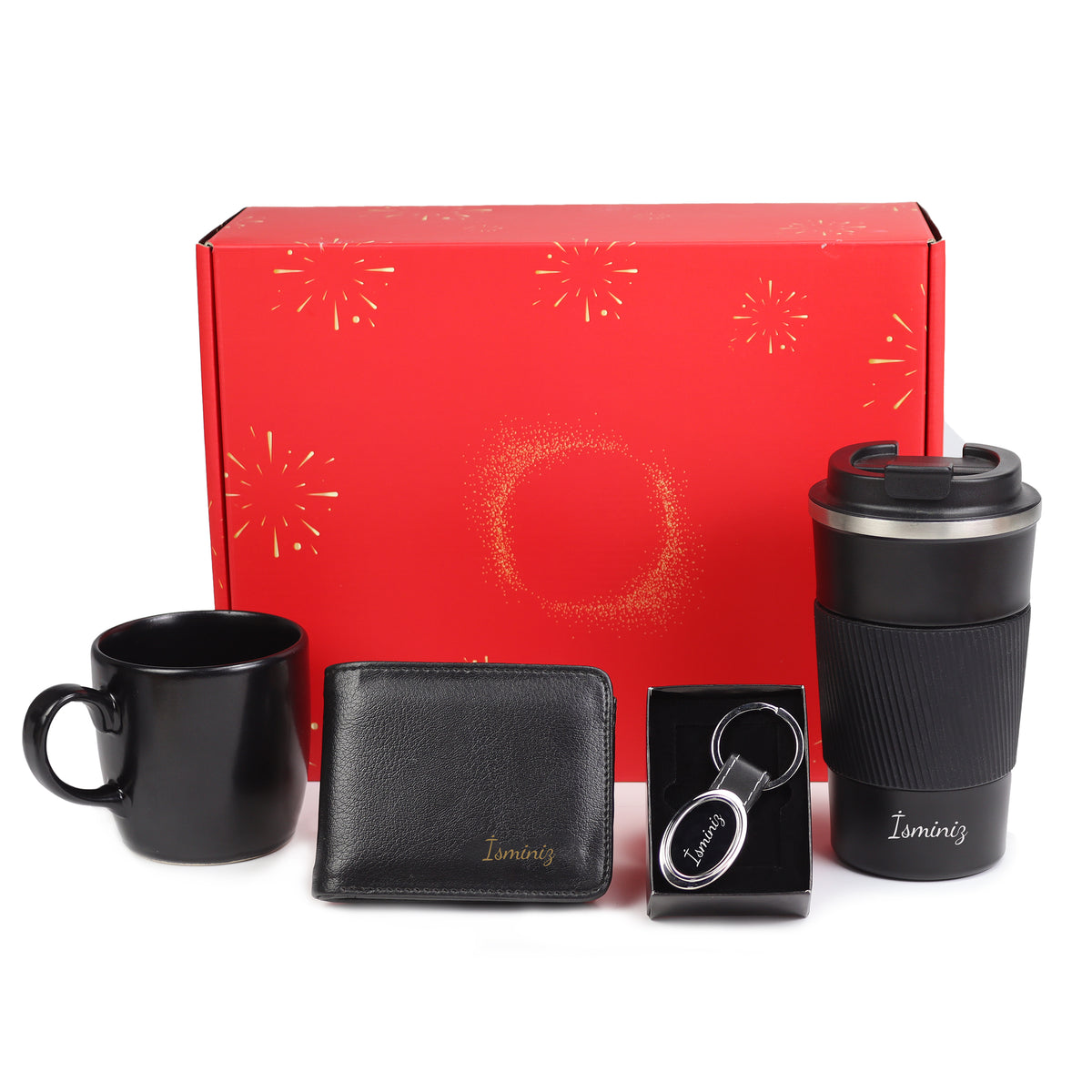 Kişiye Özel Termos & Cüzdan & Anahtarlık & Kupa Hediye Seti
