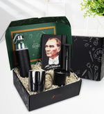 Öğretmenler Gününe Özel Kutusunda Kişiye Özel Metalik Roller Kalem & Mustafa Kemal Atatürk Baskılı Defter & Gümüş Kupa & Bardak Mum & Deri Kılıflı Siyah 500 Ml Su Matarası