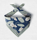 Mavi Çiçek Desenli Fular