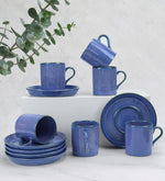 6'lı Mavi Porselen Türk Kahvesi Fincan Takımı
