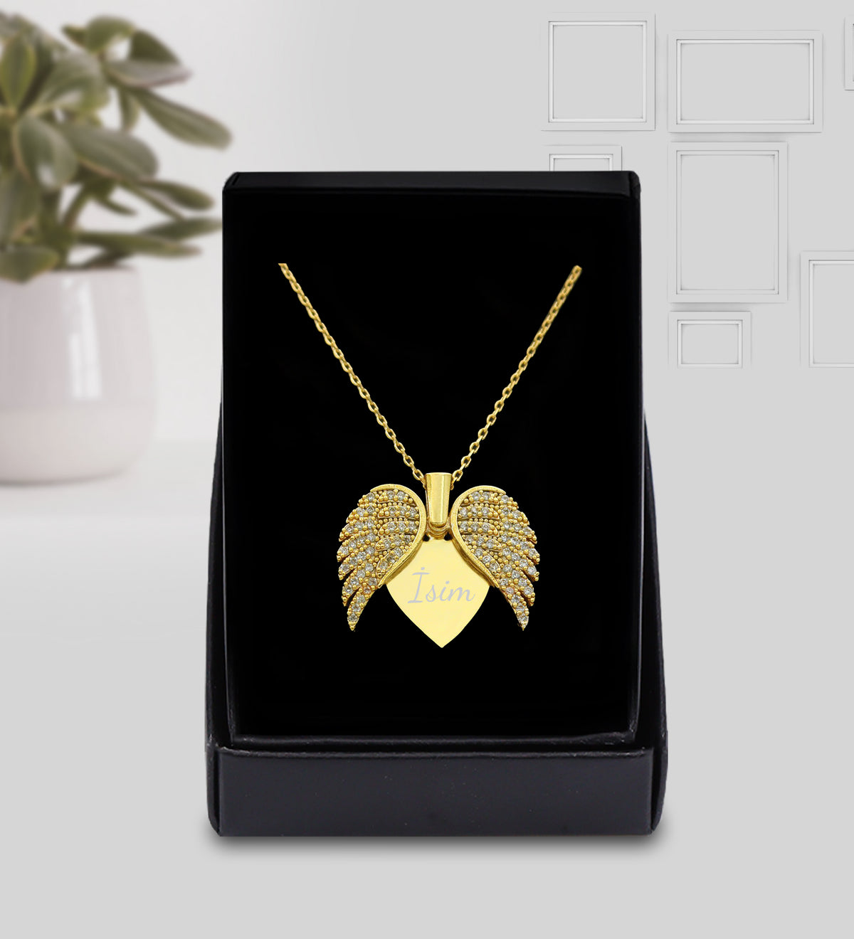 Kişiye Özel Melek Kolye & Zebra Fular & Saat & Çanta Anneler Günü Hediye Seti