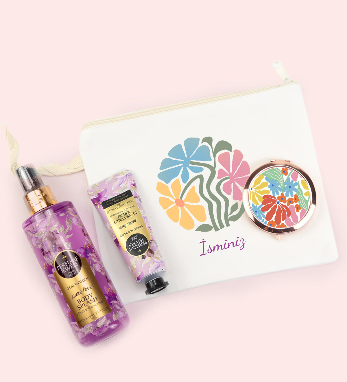 Kişiye Özel Bez Çanta & Eyüp Sabri Tuncer El ve Vücut Kremi & Eyüp Sabri Tuncer Vücut Spreyi & Ham Bez El Çantası Hediye Seti