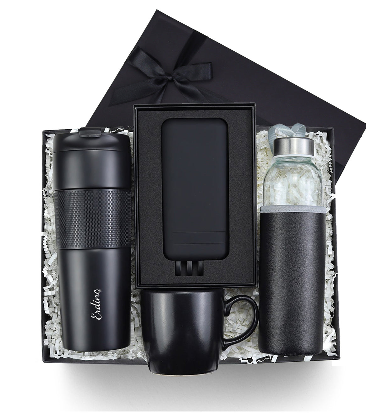 Kişiye Özel French Pressli Termos & Powerbank & Kupa & Matara Premium Hediye Seti