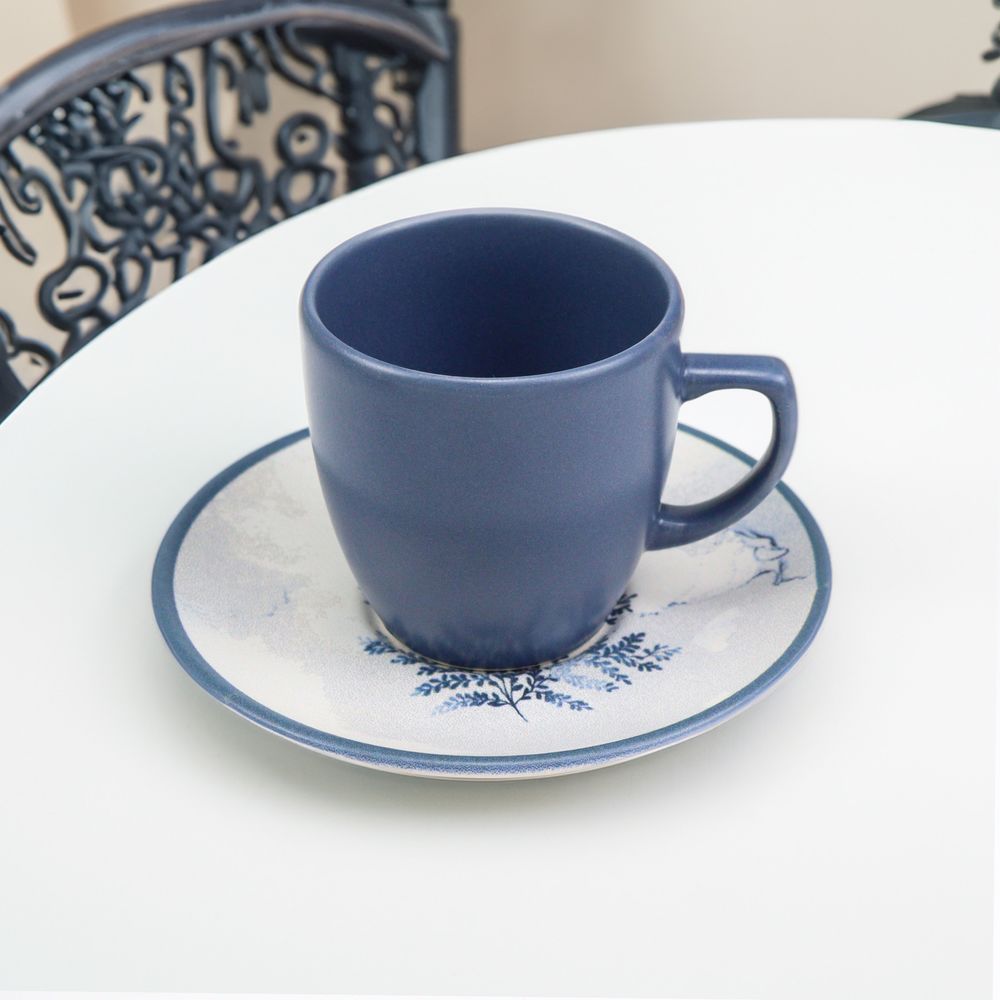 Mavi Türk Kahvesi Fincanı & Selamlıque Türk Kahvesi & Canlı Sukulent Çiçek & Godiva Çikolata