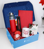 Yılbaşına Özel Kutusunda Kişiye Özel Kırmızı Spiralli Yeni Yıl Tarihli Ajanda & Kırmızı Tükenmez Kalem & Deri Kılıflı Kırmızı 500 Ml Su Matarası & Baskılı Kupa & Yılbaşı Metal Kutulu Mum Hediye Seti