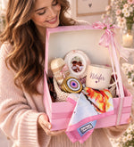 Ng Gifts Premium Kişiye Özel Fotoğraflı Çerçeveli El Emeği Örgü Sepette Pembe Hediye Seti