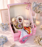Ng Gifts Premium Kişiye Özel Fotoğraflı Çerçeveli El Emeği Örgü Sepette Pembe Hediye Seti