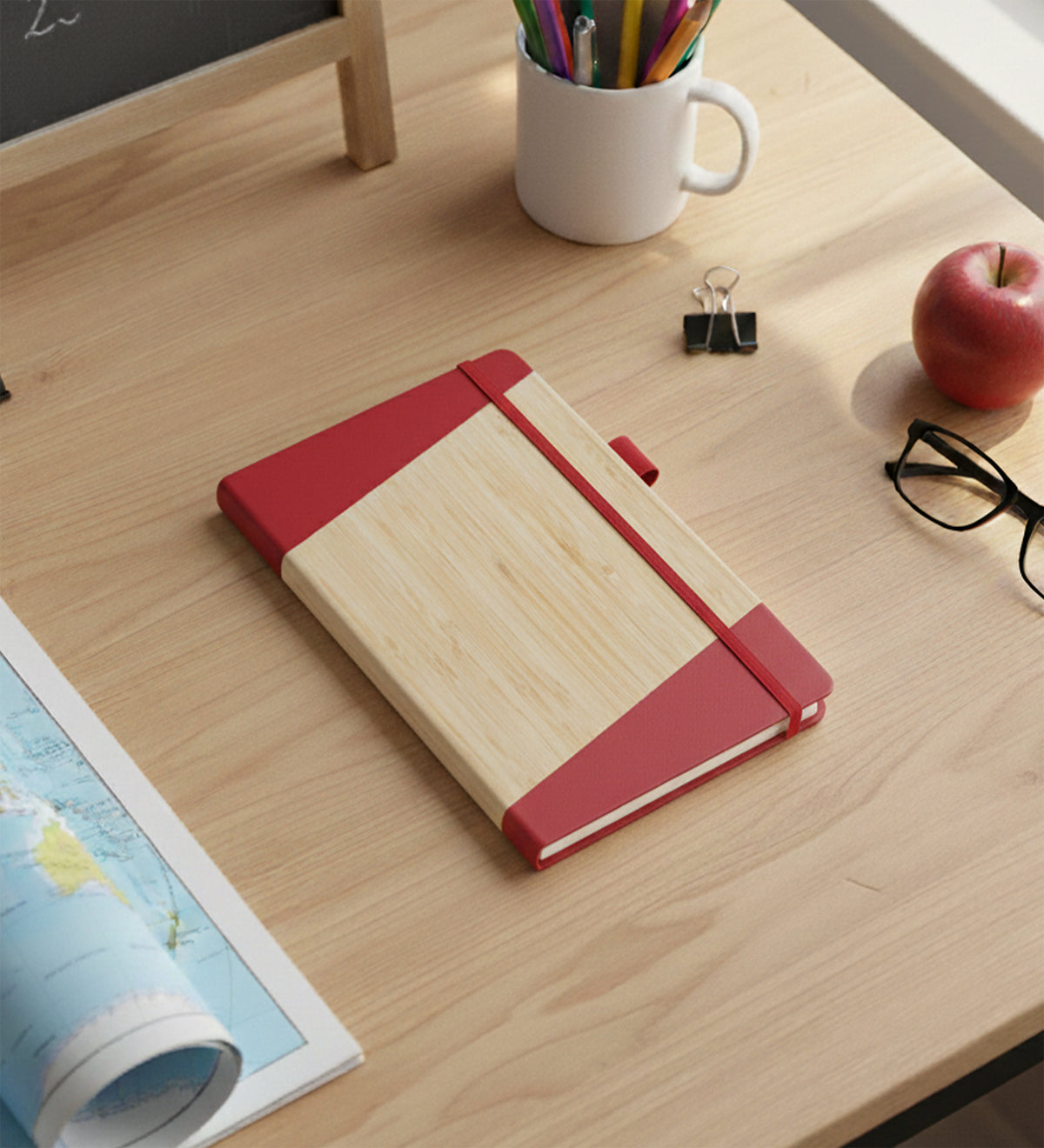 Bambu Dokulu Defter Kırmızı