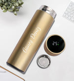 Yılbaşına Özel Happy New Years Kupa & Kahverengi Defter & Gold Siyah Roller Kalem & Kişiye Özel 500 ML Gold Renk Dereceli Termos & Godiva Çikolata Hediye Seti