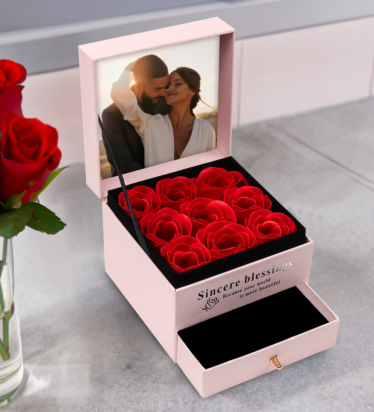 Kişiye Özel Çekmeceli Gül Kutusu