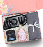 Türk Kahvesi Sunum Seti & Bambu Gri Şal & Selamlıque Türk Kahvesi & 200ml Trendmiya Kolonya Hediye Seti