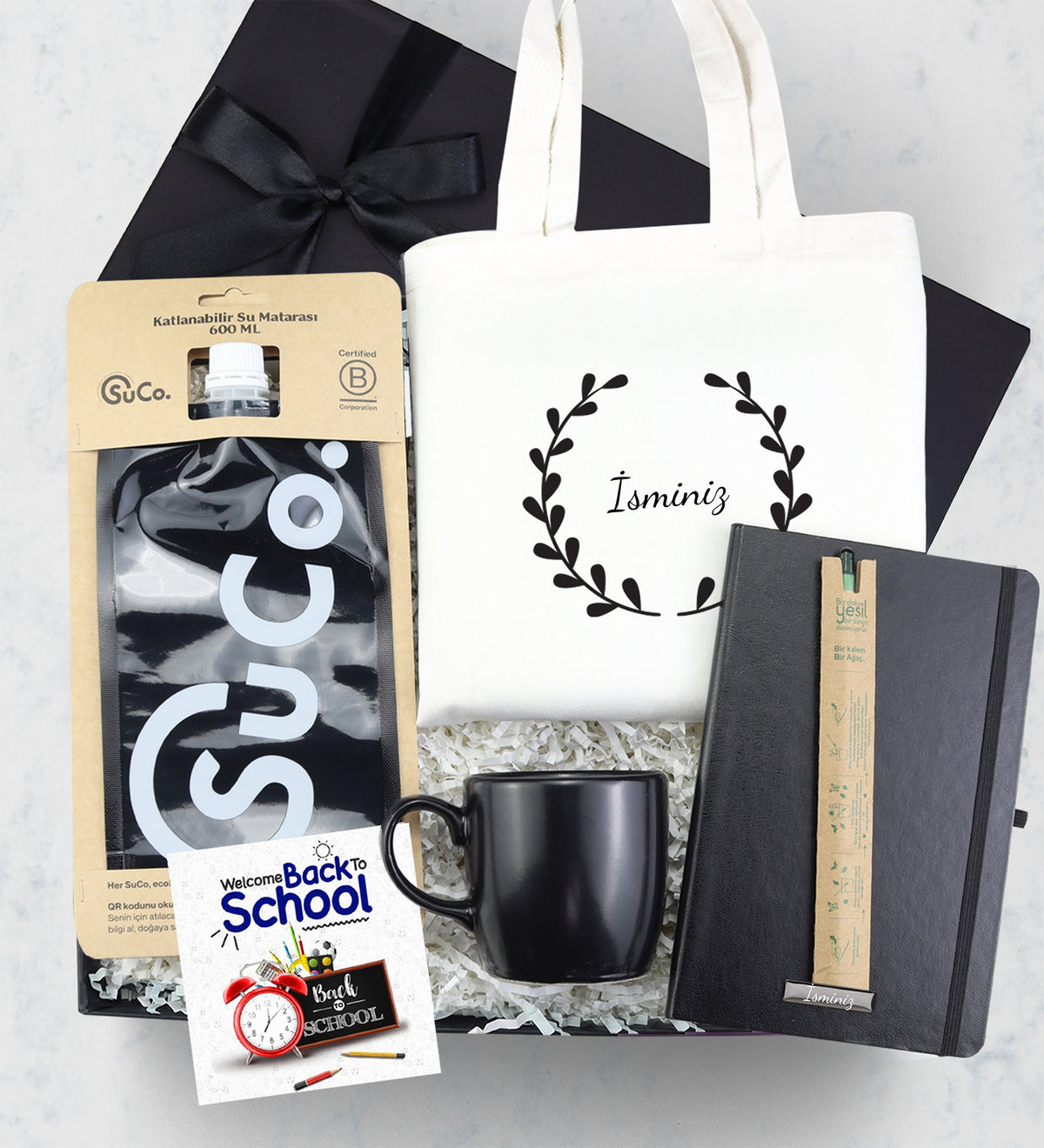 SuCo & Çanta & Defter & Siyah Kupa & Tohumlu Kalem Hediye Seti