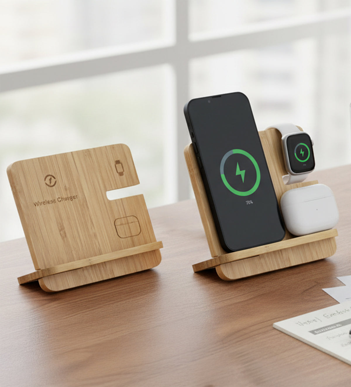 Bambu Termos & 3’ü 1 Arada Bambu Kablosuz Hızlı Şarj Standı & Bambu Bluetooth Kulaklık Hediye Seti