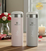 Çiftlere Özel Rose Quartz & Gri The AeroLight™ Transit Mug Stanley Termos 0,47 L Hediye Seti
