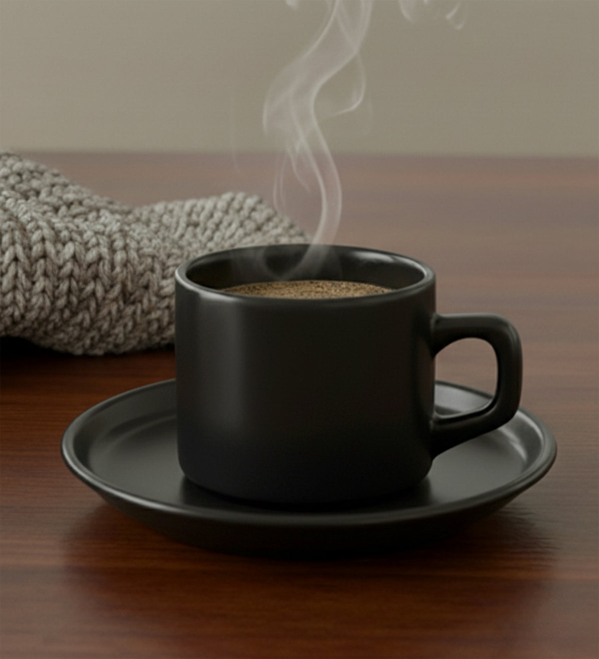 Gri Double Türk Kahvesi ve Çay Fincanı