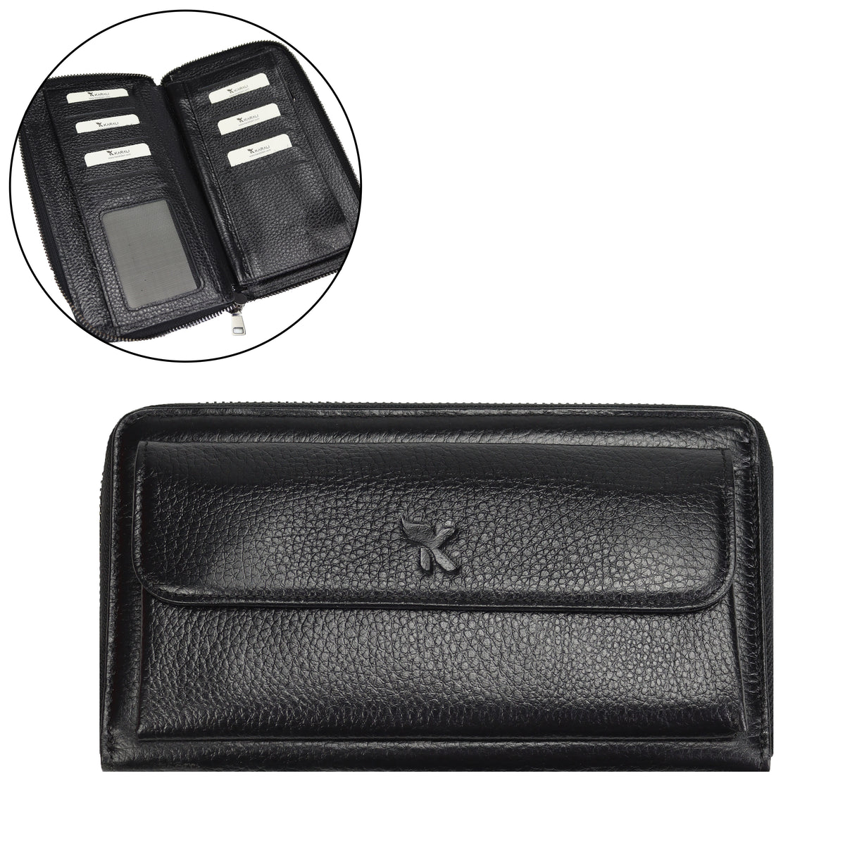 Hakiki Deri Unisex Siyah Portföy Cüzdan