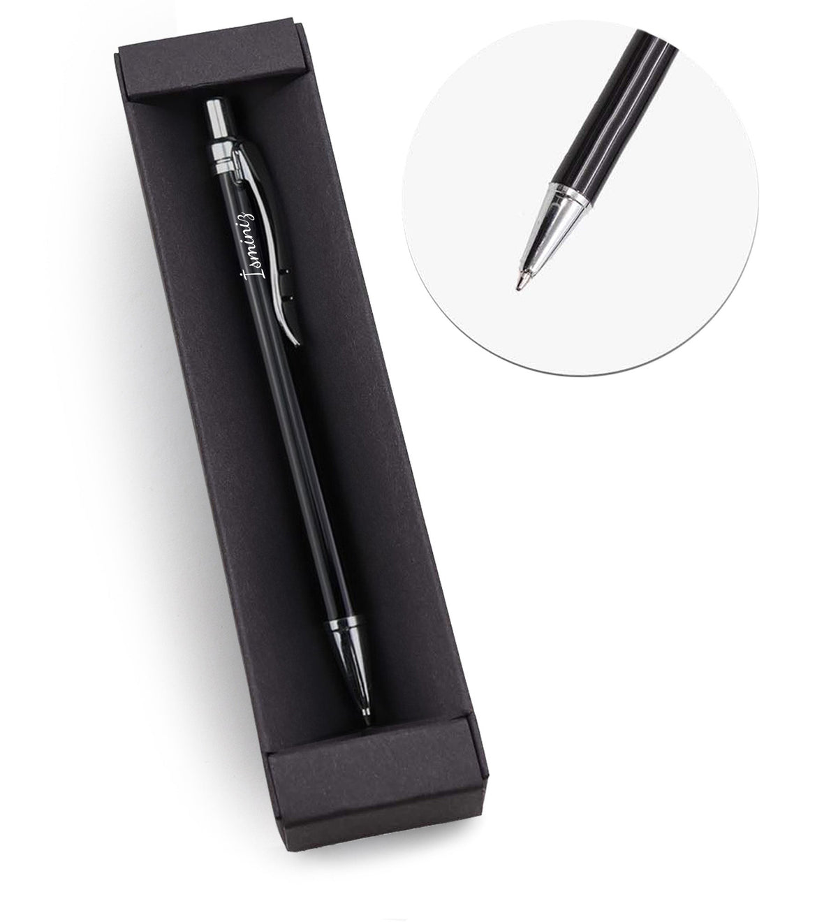 Gümüş Detaylı Siyah Tükenmez Kalem