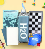 Okuma Kitabı & Matara & Manyetik Satranç - Tavla - Dama & 2'li Not Defteri Hediye Seti