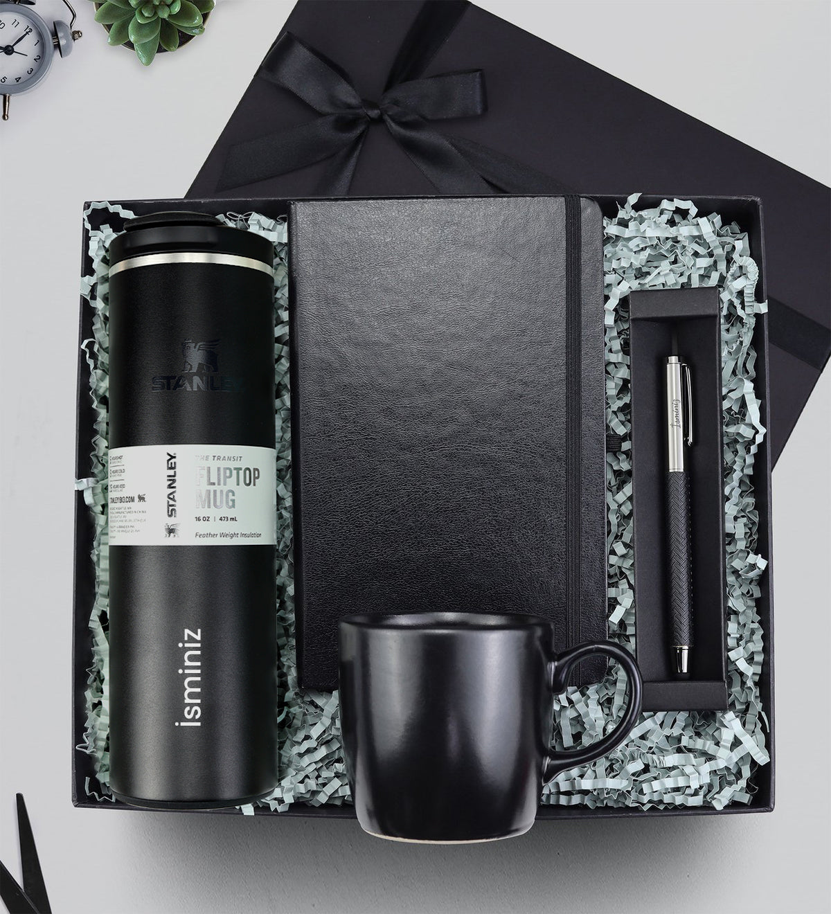 0,47 Stanley Termos & Defter & Siyah Touch Roller Kalem & Siyah Kupa Hediye Seti