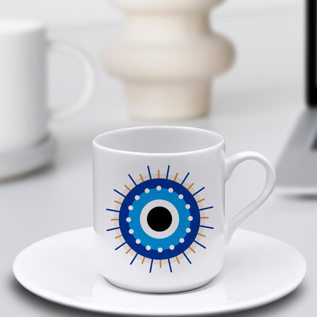 Atelier Rebul Kolonya & Mum & Nazar Boncuklu Duvar Süsü & Muhabbetli Türk Kahvesi & Fincan Hediye Seti