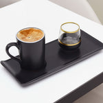 Siyah Türk Kahvesi Fincanı Kahve Yanı Su Bardağı Hediye Seti