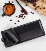 Siyah Türk Kahvesi Fincanı Kahve Yanı Su Bardağı Hediye Seti