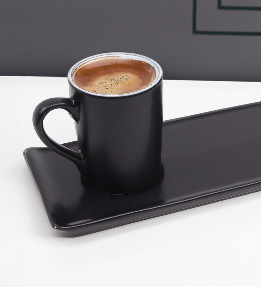 Siyah Türk Kahvesi Fincanı Kahve Yanı Su Bardağı Hediye Seti